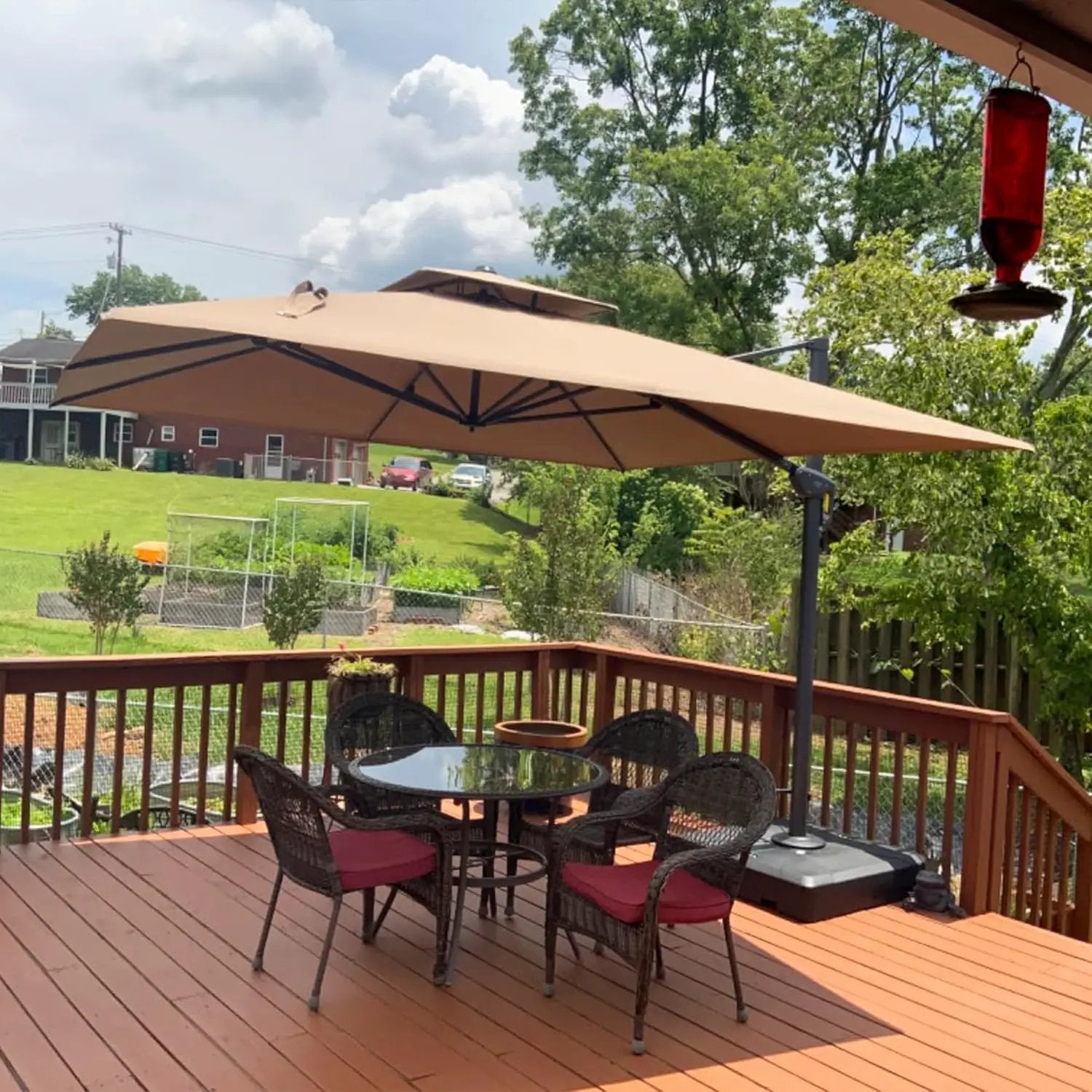 PURPLE LEAF 11FT Cantilever Outdoor Umbrellas Large Patio Umbrella Hanging Double Top Square Offset Umbrella with 360°Rotation Tilting Umbrella Outdoor Patio, Taupe by GreenHaven Gardens