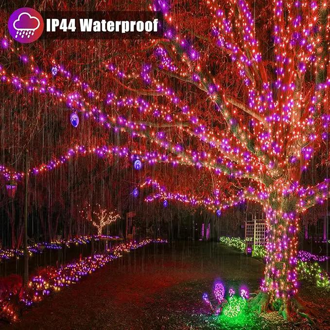 100 LED Halloween Lights Outdoor, 33ft Halloweem String Lights Indoor Clear Wire 8 Modes Waterproof Plug in Twinkle Fairy Lights with Timer Memory for Room Tree Party Decorations, Purple&Orange by GreenHaven Gardens