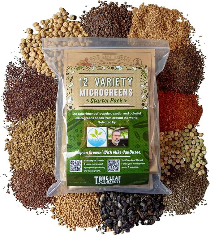 12 Variety Pack Microgreens Seeds Kit - Broccoli Seeds for Sprouting Plus Purple Radish Seeds, Beet, Sunflower Microgreens Seeds, Peas, Shiso, Cilantro, Beet, Pak Choi, Korean Shiso, Cress & More by GreenHaven Gardens