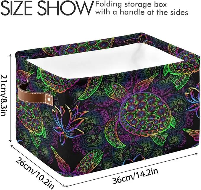 Rectangular Storage Basket Neon Animal Turtle Tortoise Organizer Bin Shelf Baskets For Clothes For Home Office Dorm by GreenHaven Gardens