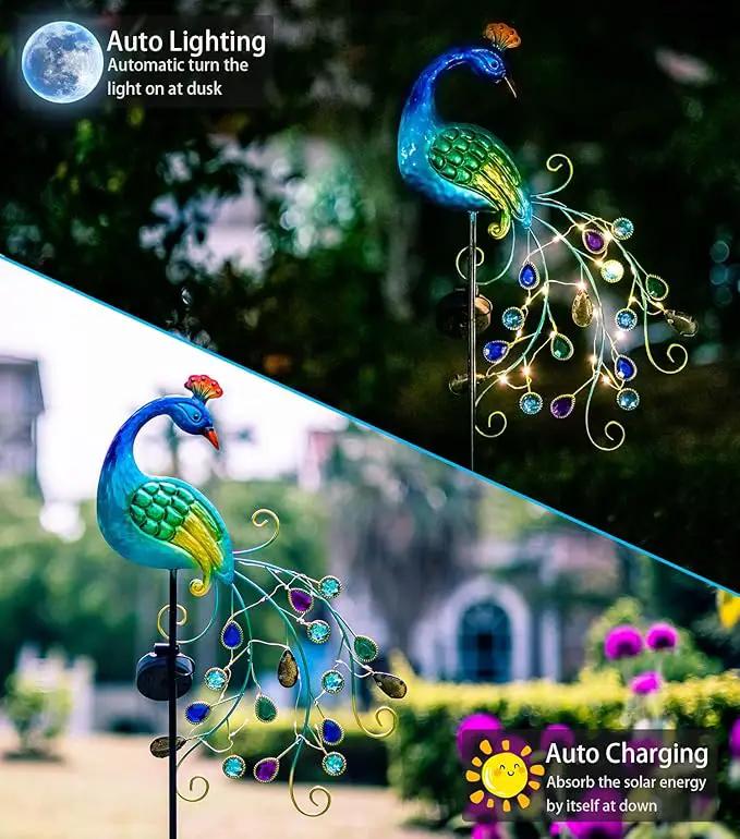 DREAMSOUL Metal Peacock Garden Solar Lights Outdoor Decorative Garden Stake Lights- Waterproof Peacock Solar Landscape LED Path Light Patio Yard Lawn Outside Decoration by GreenHaven Gardens