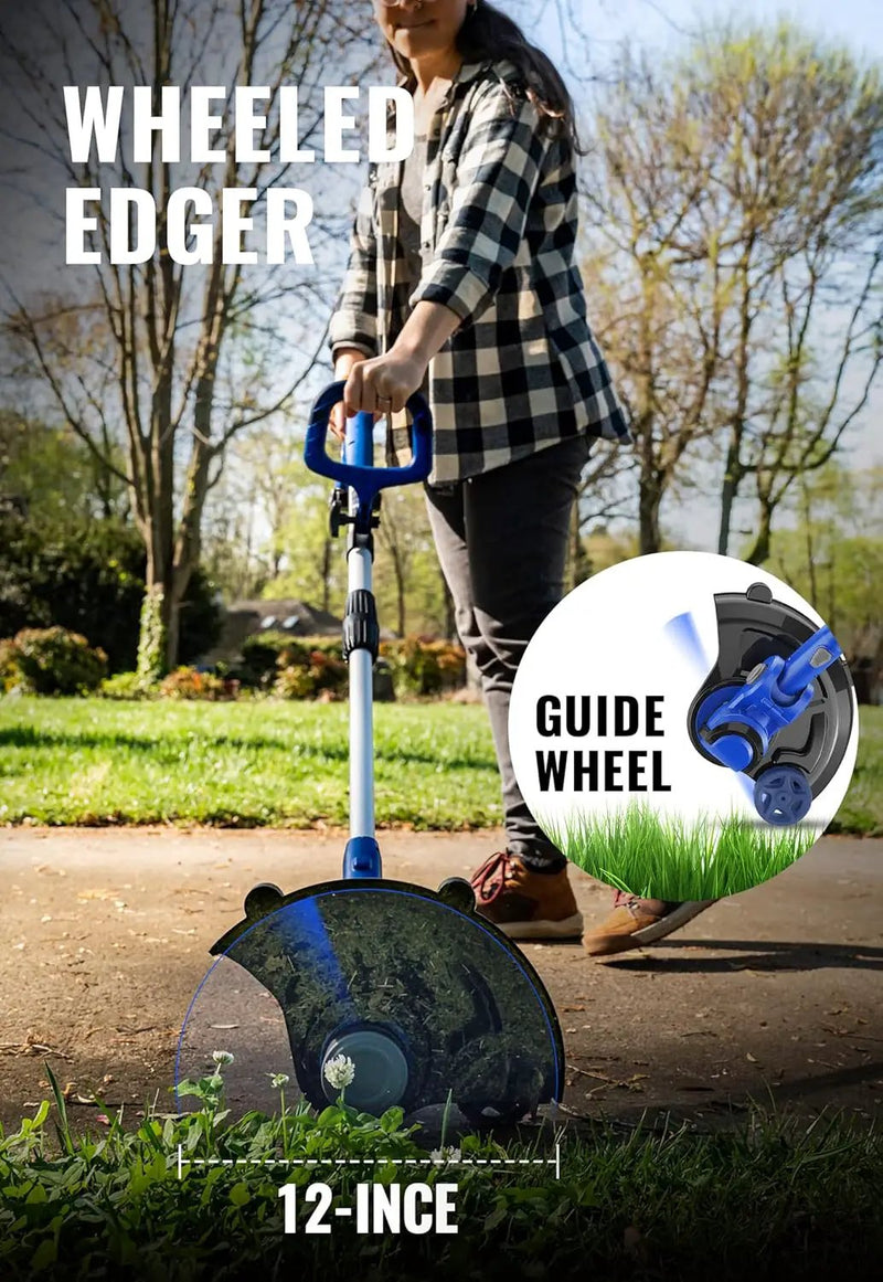 WILD BADGER POWER 20V Weed Wacker, Leaf Blower, Wheeled Edger Kit Electric with 2 * 2Ah Battery & Charger, String Trimmer, Lightweight, Adjustable Telescopic Shaft, Fast-Charging by GreenHaven Gardens