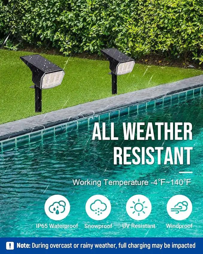 Solar Spot Lights Outdoor Waterproof 1 Pack IP65, 63 LED 3 Lighting Modes Spotlights for Outside Yard Garden House Garage Landscape Lights-Warm White by GreenHaven Gardens