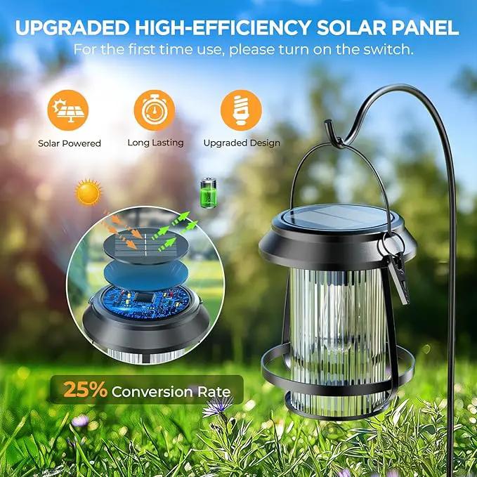 Solar Lanterns Outdoor Waterproof, Metal Hanging Solar Lights Outdoor with Hooks Wall Mount Kit, Solar Powered Lanterns for Garden Porch Patio Fence Decorative 2 Pack (Warm Light) by GreenHaven Gardens