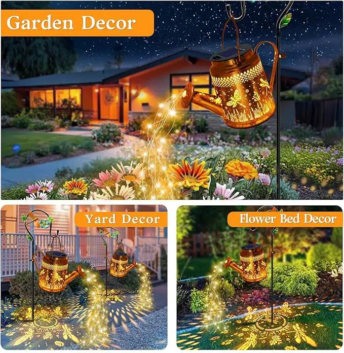 Solar Powered Dragonfly Watering Can Lights Waterproof Outdoor Garden Decor with Shepherd Hook, Hanging Patio Lights for Yard, Porch, Backyard Perfect Gardening & Birthday Gift for Women, Mom, Grandma by GreenHaven Gardens