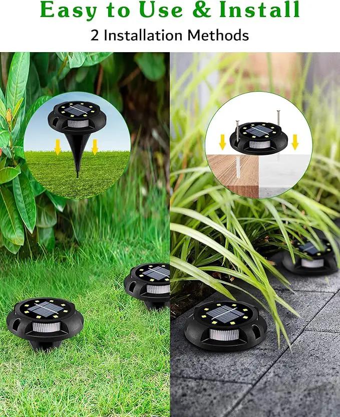 Biling Solar Ground Lights - 12 Pack Uplight & Sidelight, Waterproof Outdoor Lights for Yard, Driveway, Garden, Poolside (Warm White) by GreenHaven Gardens