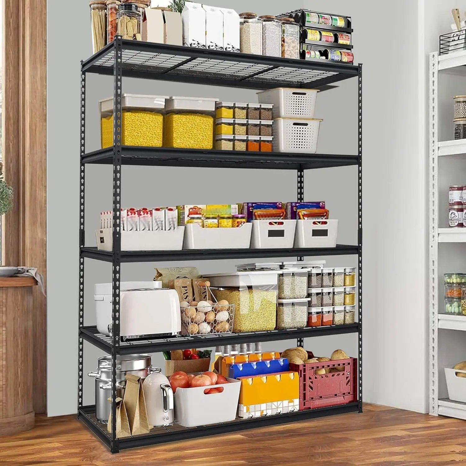 2500 LBS Storage Shelves, 5 Tier Garage Shelving, Heavy Duty, Adjustable Metal Shelving Unit, Industrial Utility Shelf Rack for Garage, Basement, Pantry, 72" H x 48" W x 18" D, Black by GreenHaven Gardens