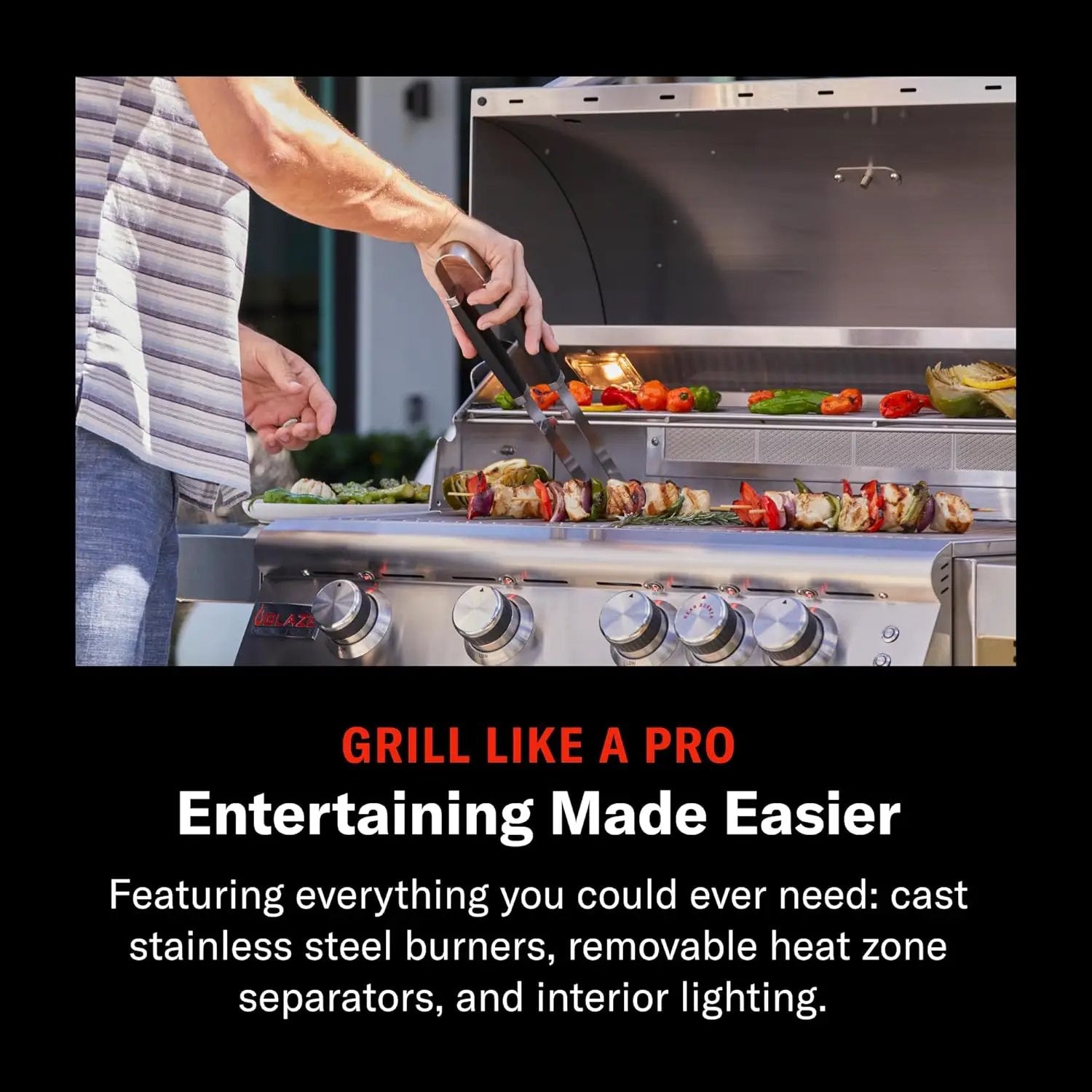 Blaze Outdoor Grill | 32-inch Stainless Steel Natural Gas BBQ Grill | 4 Burner Barbecue | Premium Outdoor Kitchen Grilling | Rear Infrared Burner & Grill Lights | BLZ-4LTE2-NG by GreenHaven Gardens