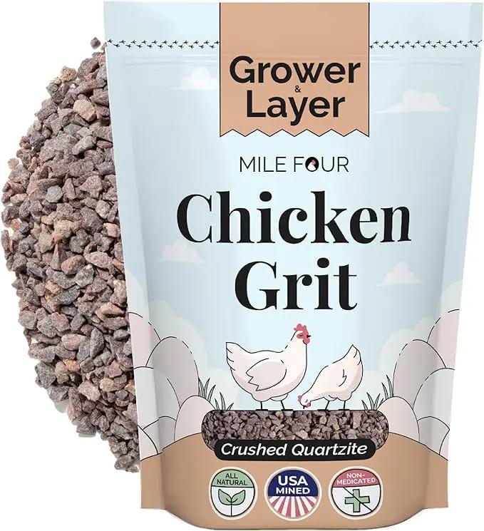 Chicken Grit for Layer & Grower Chickens Age 8-20+ Weeks - 100% Natural Mineral Chicken Grit Quartzite, Poultry Grit, USA Mined, 4 lbs by GreenHaven Gardens