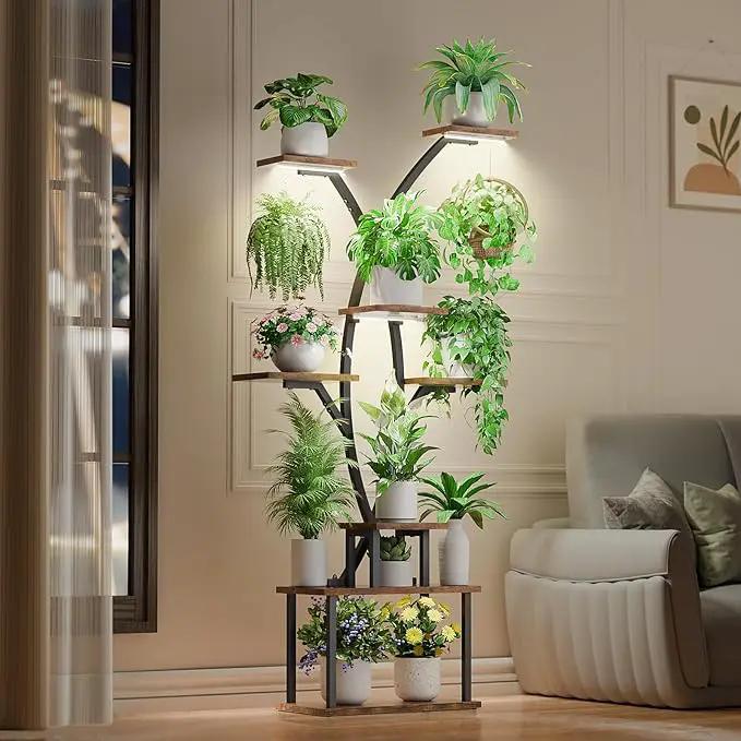 64.8" Tall Plant Stand Indoor with Grow Lights, 7 Tiered Metal Corner Plant Shelf Display Rack for Indoor Plants, Large Flower Holder Stand for Living room, Patio, Bedroom by GreenHaven Gardens