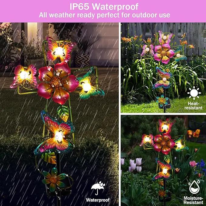 Solar Cross Garden Lights, 2 Pack Solar Butterfly Stake Lights Cemetery Decorations for Grave, Jesus Cross Sympathy Memorial Gifts for Mother Grandma, Metal Garden Art for Yard Lawn Patio Decor by GreenHaven Gardens