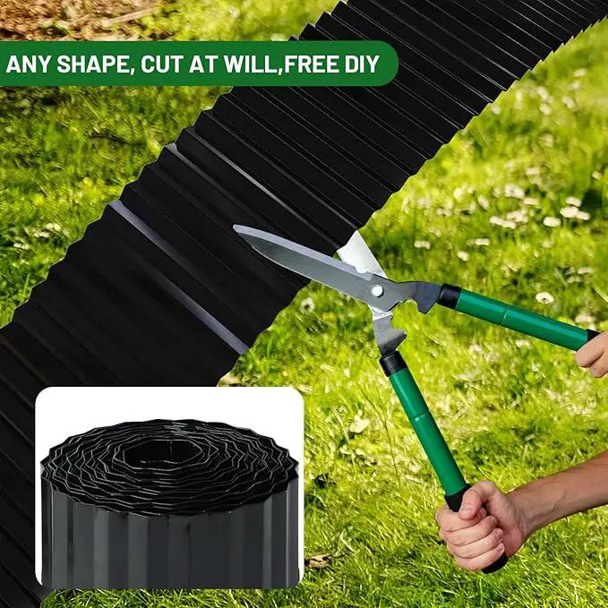 SnugNiture Corrugated Metal Garden Edging,10" x 20' Sturdy Lawn Edging Border,Landscape Edging Border for Lawn, Flower Bed,Garden and Yard(Black) by GreenHaven Gardens