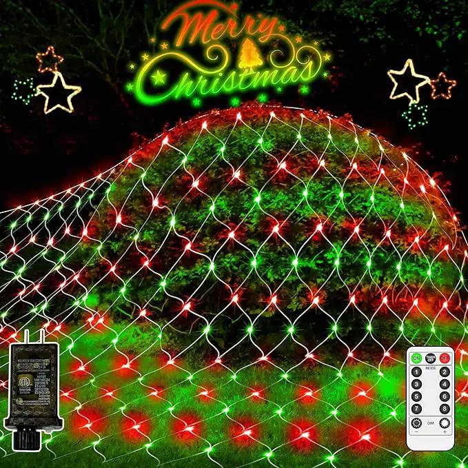 JXLEDAYY Christmas Net Lights Outdoor Decorations 3M*2M Mesh Lights Fairy String Lights Plug in with Timer Waterproof for Outside Bush Window Wall Patio Party Decor (Red ＆ Green, 200 LED 3M*2M) by GreenHaven Gardens