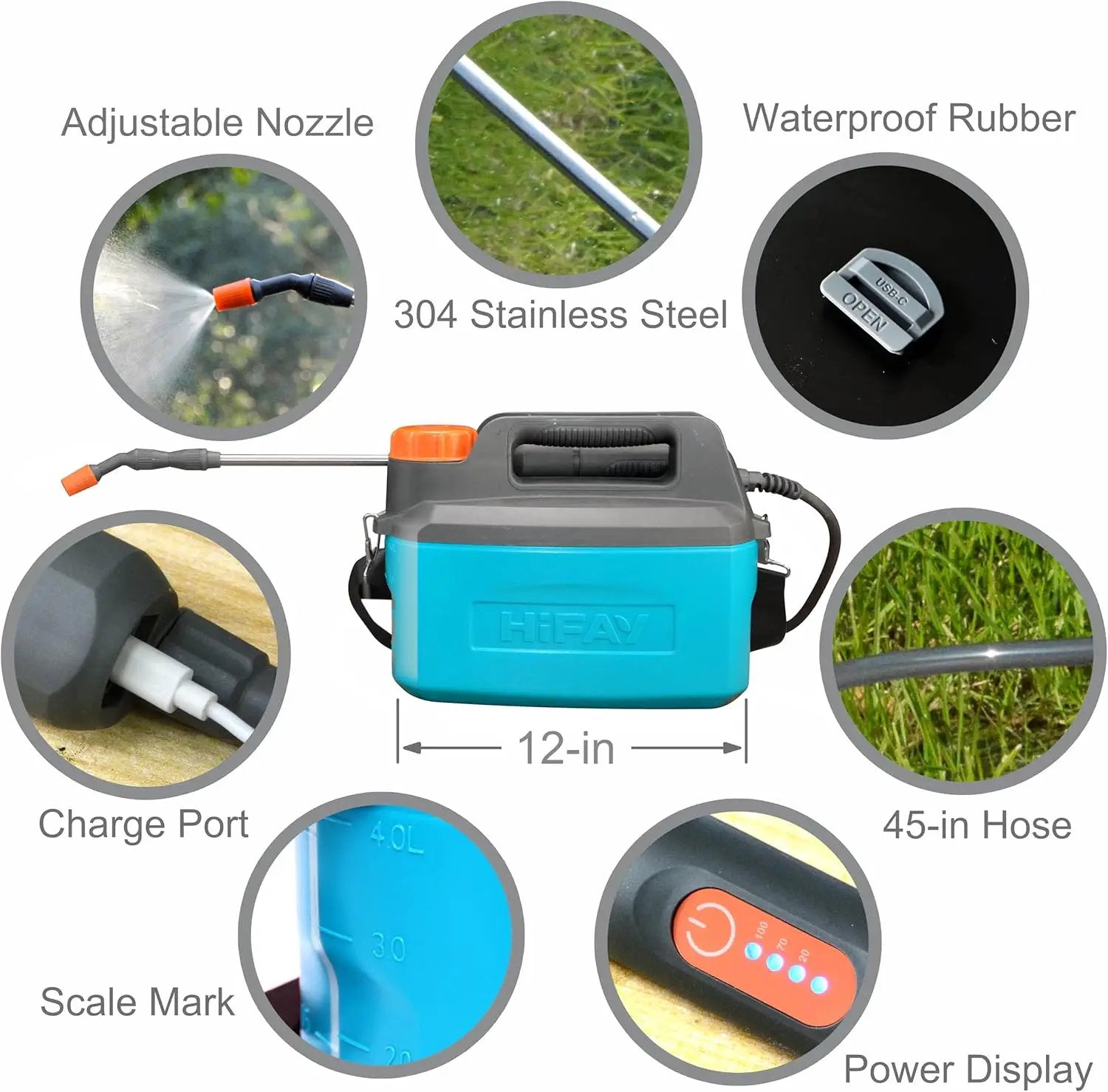ES4-PRO Electric Sprayer 1 Gallon Built-in 4000mAh,Rechargeable Battery Powered Sprayer with Telescopic Wand,Plant Mister,Kitchen Cleaning,Indoor Watering Can for Plants (Blue) by GreenHaven Gardens