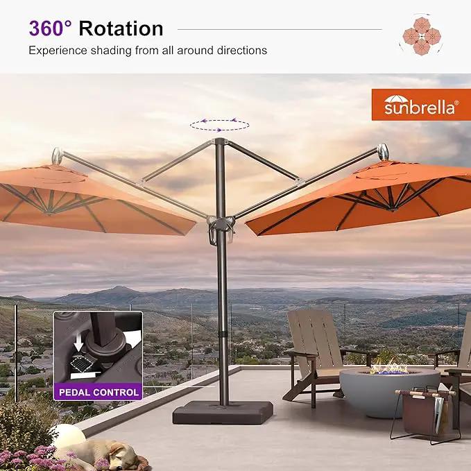 PURPLE LEAF 10FT Cantilever Patio Umbrella with 360-degree Rotation Aluminum Round Outdoor Offset Handing Umbrella for Patio Pool, Burnt Orange by GreenHaven Gardens