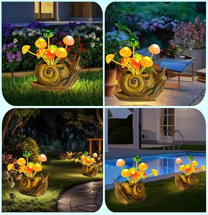 Solar Lights Outdoor Garden Statue,Cute Snails Figurines with Mushroom LED Solar Lights Fairy Garden Accessories,Birthday Gifts for Women Mom Gardening for Patio,Yard Art,Lawn Ornament,Porch,Backyard by GreenHaven Gardens