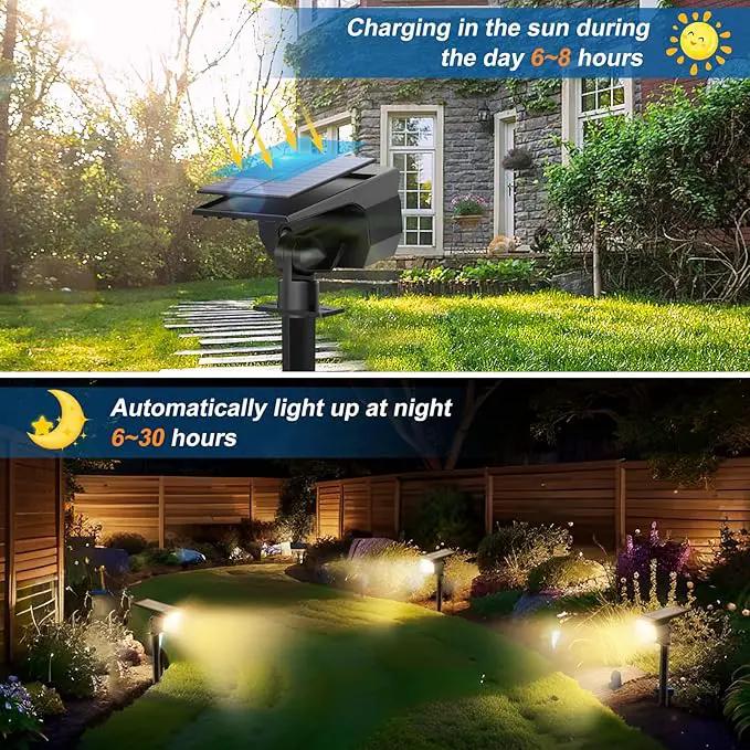 Solar Spot Lights Outdoor Waterproof IP65, 6 Pack Landscape Spotlights with 46 LEDs, 3 Modes Auto On/Off Solar Powered Flood Lights for Outside Pathway, Yard, Garden, Walkway (Warm White) by GreenHaven Gardens