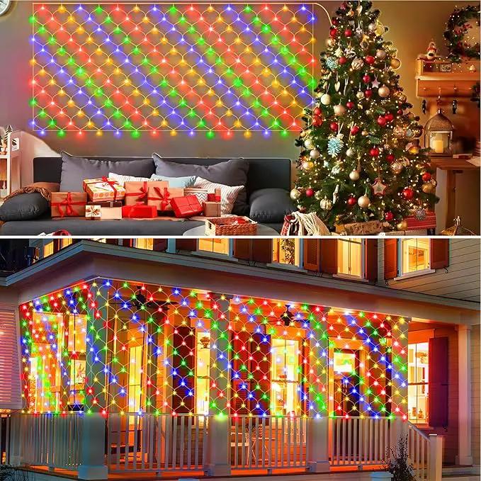 KNONEW 2-Pack 360 LEDs Christmas Net Lights 13ft x 9.8ft Outdoor Mesh Lights Connectable Waterproof 8 Modes & Timer Plug-in Net Fairy Lights for Bushes Garden Party Wedding Holiday,Multicolor by GreenHaven Gardens