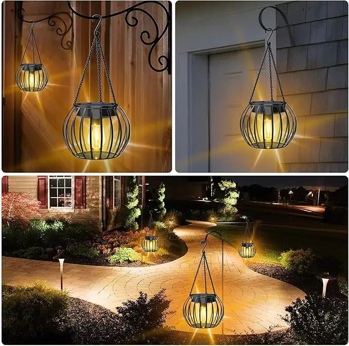 UBright 2 Pack 15" Solar Lights Outdoor Decorative Metal Solar Lanterns Outdoor Waterproof Hanging Lights for Outside Lanterns for Garden Yard Patio