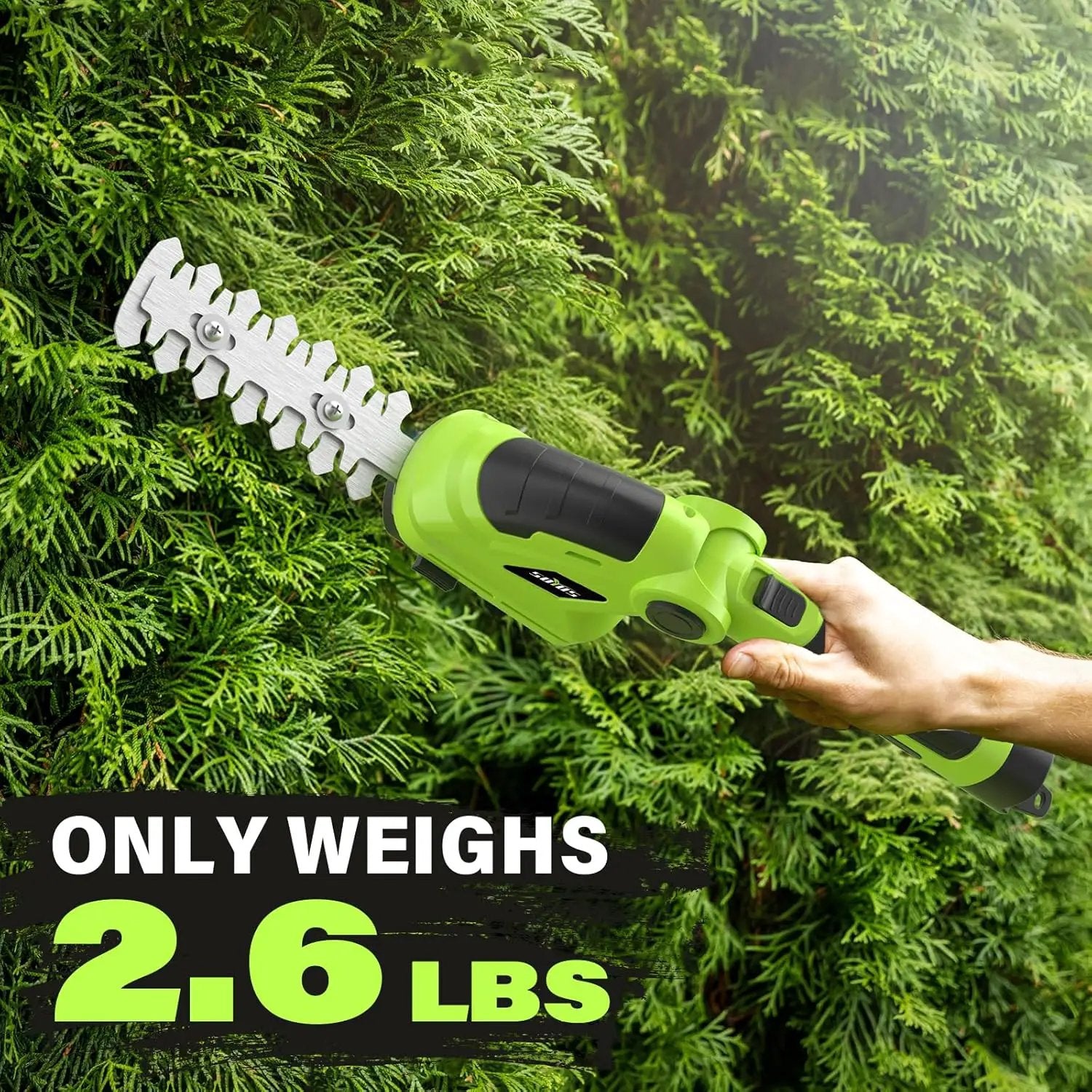 SOYUS Cordless Hedge Trimmer, 2 in 1 Electric Hedge Trimmers & Grass Shears, 7.2V Lightweight Shrub Trimmer Cordless with Battery and Charger, Ideal for Garden, Yard and Lawn - Green by GreenHaven Gardens