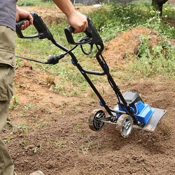 BILT HARD Tiller Cultivator 16 inch, 13.5 Amp 6 Steel Tines Tillers for Gardening Foldable, Electric Garden Rototiller with Adjustable Wheels by GreenHaven Gardens