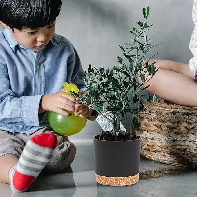 QCQHDU 5 inch Plant Pot, 2 Pack Planters for Indoor Plants with Drainage Holes & Saucer, Outdoor Flower Pots Home Garden Modern Decor by GreenHaven Gardens