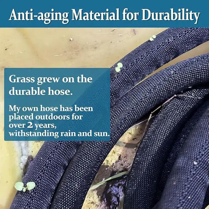 Garden Hose 25ft, Made of TPE(Not PVC), Ultra-Light & Flexible Water Hose with Solid Brass Fittings, Non-Shrinking, Easy to Storage, Drinking Water Safe Material, All-weather, SeaBlue by GreenHaven Gardens