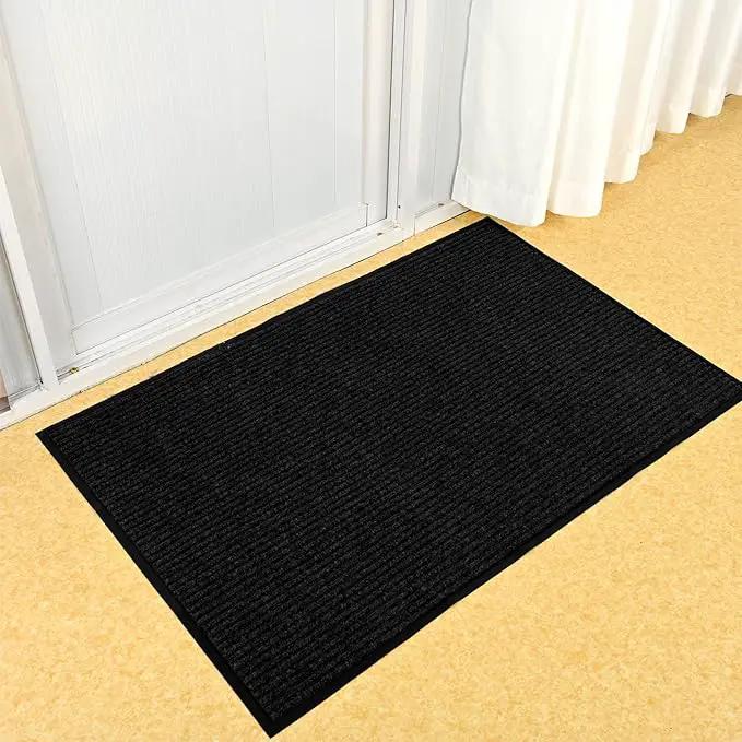 fani Heavy Duty Large Outdoor Indoor Entrance Doormat Waterproof Low Profile Entrance Rug Front Door Mat Patio Anti-Skid Rubber Back, 35x60 inch (Jet Black) by GreenHaven Gardens