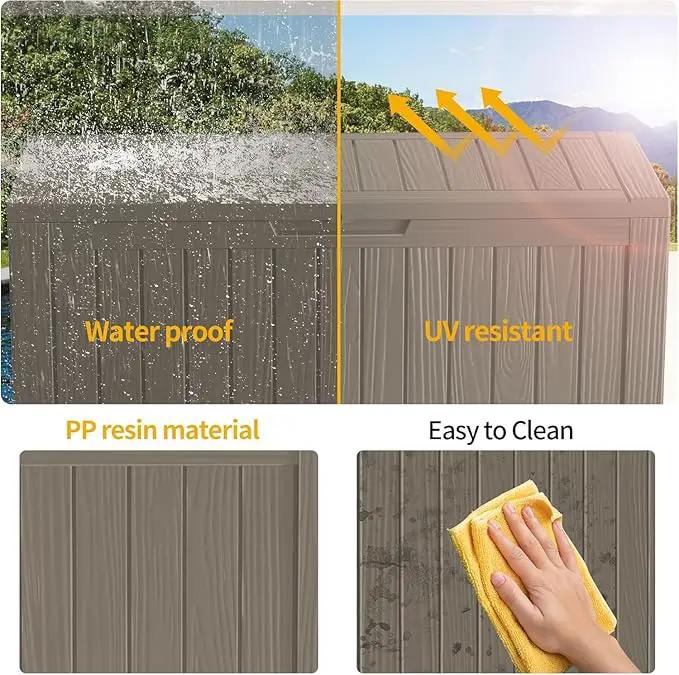80 Gallon Waterproof Deck Storage - Compact Patio Storage Box & Pool Deck Box, All-Weather Resin Chest with Lock for Cushions & Tools, UV-Resistant, Slate Grey by GreenHaven Gardens