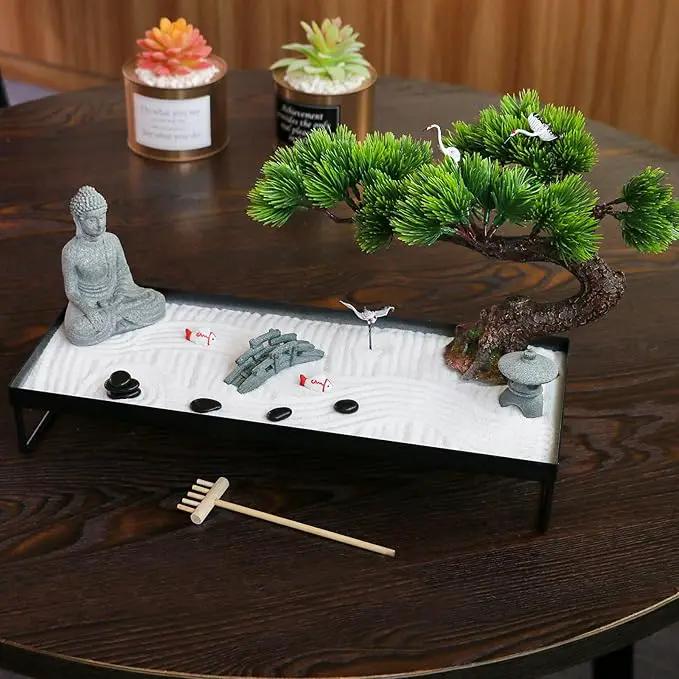 BangBangDa Japanese Meditation-Decoration - Home Office Bonsai Decor for Table Desk - Buddha Rock Sand Tabletop Decor Gifts for Women Man Friends by GreenHaven Gardens