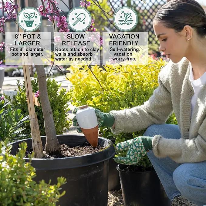 Plant Self Watering Globes - Terracotta Watering Spikes - Slow Release Olla Pots - Holds 16 oz - Drip Irrigiation Olla System by GreenHaven Gardens