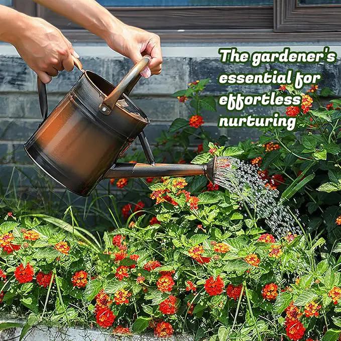 1 Gallon Watering Can for Plants, Watering Cans for Indoor&Outdoor Gardening, Galvanized Steel Watering Pot with Removable Spout, Metal Water Can with Ergonomic Movable Handle(Copper) by GreenHaven Gardens