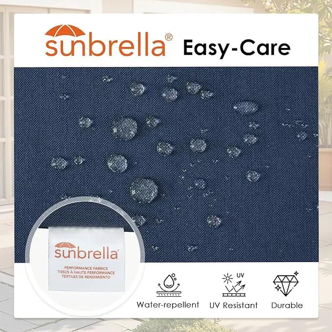 Outdoor Sunbrella Square Corner Seat Cushion, 19"x19"x3", Set of 4, Non Slip Seat Cushion Pads with Removable Cover for Patio Furniture, Garden Yard Lawn, Specrtum Indigo by GreenHaven Gardens