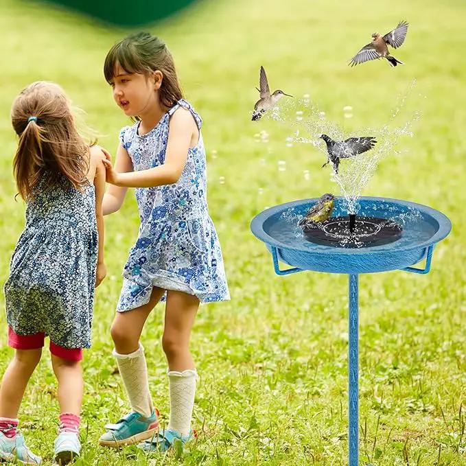 Metal Bird Bath for Outside, 36.2" Height Birdbath Bowl Standing Bird Feeders for Outdoors with 4 Prongs Base Stake, Freestanding Birdfeeders for Garden Yard Lawn Decor (Retro Blue) by GreenHaven Gardens