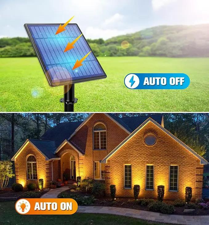 APONUO Metal Solar Spot Lights Outdoor with 9.8ft Cable Solar Powered Landscape Lighting Low Voltage IP65 Waterproof Auto On/Off for Outside Garden Yard Landscape Pathway Garage-Warm White(4-in-1) by GreenHaven Gardens