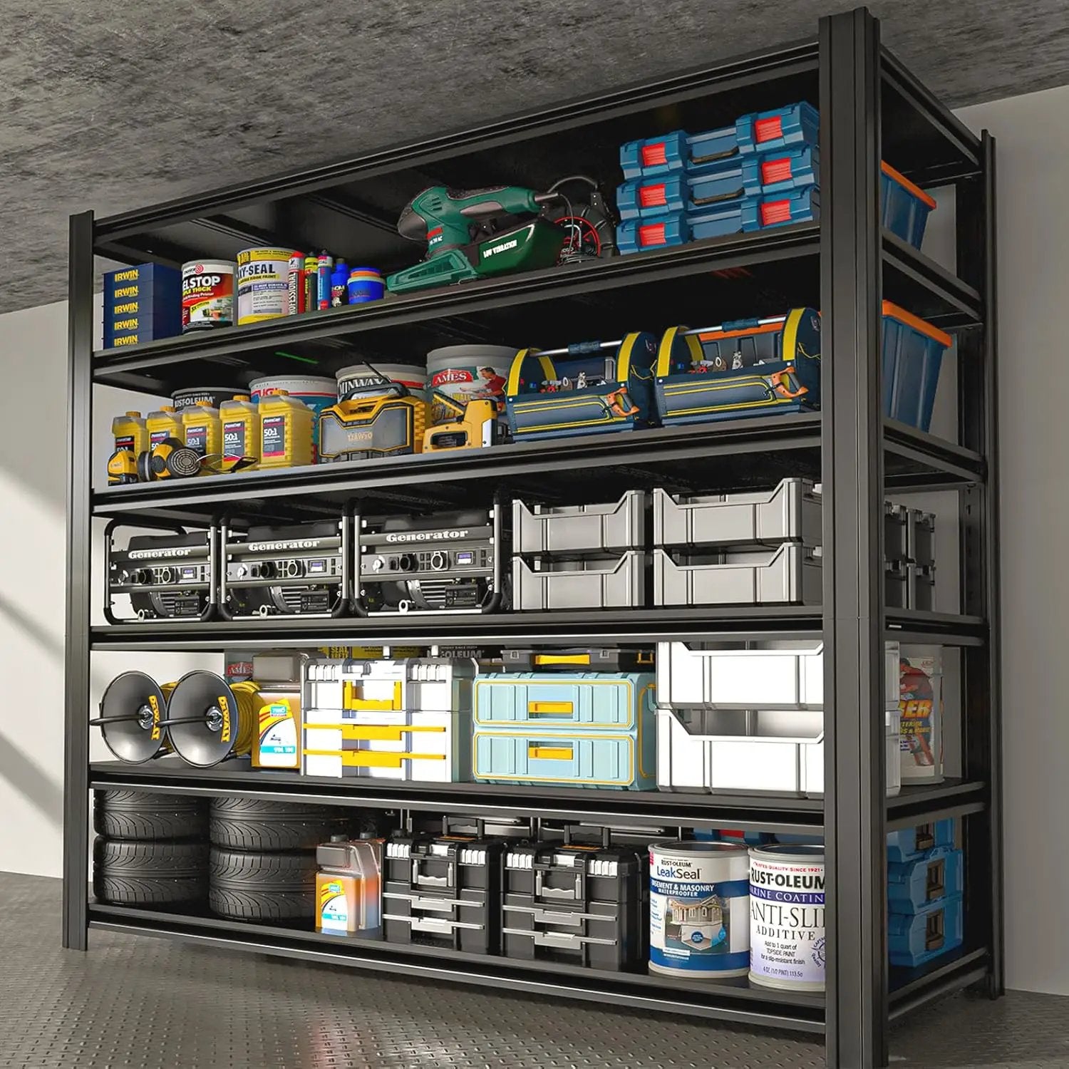 6-Tier 55" W x 24" D x 84" H Garage Shelving 3500LBS Storage Shelves Heavy Duty Metal Shelf Unit Adjustable Basement Industrial Storage Racks (6T-84 * 55 * 24) by GreenHaven Gardens