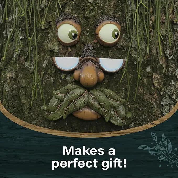 Tree Faces Decor Outdoor – Tree Hugger Yard Art Garden Decoration – Unique Garden Peeker for Outdoors and Indoors – Old Man Tree Art by GreenHaven Gardens
