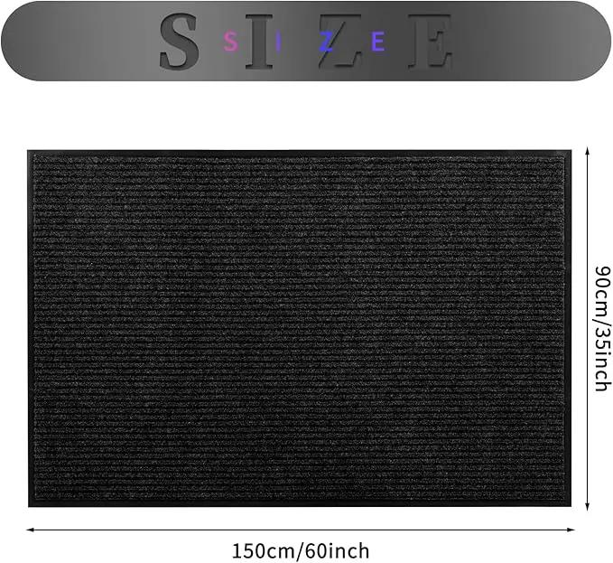 fani Heavy Duty Large Outdoor Indoor Entrance Black Doormat Waterproof Low Profile Entrance Rug Front Door Mat Patio Anti-Skid Rubber Back, 35x60 inch (Black) by GreenHaven Gardens