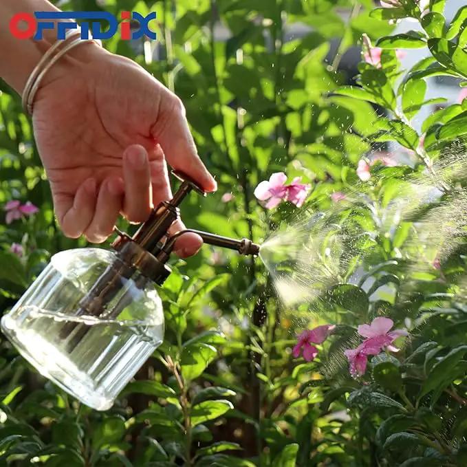 OFFIDIX Transparent Glass Watering Spray Bottle,Plant Mister with Plastic Bronze Plastic Top Pump, Glass Small Watering Can for Indoor Potted Plant, Outdoor Indoor Garden, Plants, Cleaning Solutions by GreenHaven Gardens