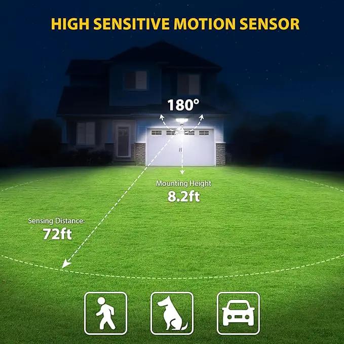 90W 10000LM LED Security Lights Motion Sensor Outdoor Lights, 4 Head Dusk to Dawn, 6500K Daylight Flood Lights Outdoor Motion Sensor, IP65 Waterproof, Motion Light for Outside, Garage, Yard, Porch by GreenHaven Gardens