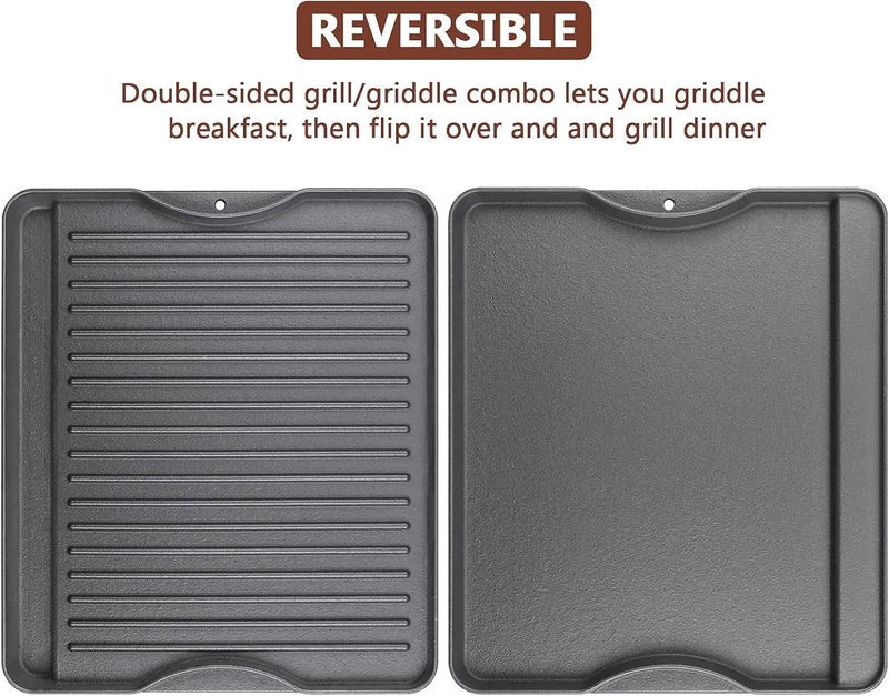 Cast Iron Griddle for Camp Chef, Reversible Griddle for Outdoor Cooking 14" x 16" for Camp Chef 2 Burner Stove Explorer 2-Burner, 3-Burner, 2X, 3X, Single Burner Stove by GreenHaven Gardens