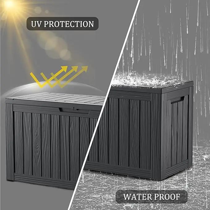 80 Gallon Lockable Resin Deck Box, Waterproof & UV-Resistant Outdoor Storage Box for Outdoor Cushion Storage, Garden Tools & Pool Accessories Storage, Black by GreenHaven Gardens