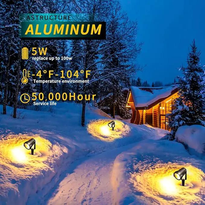 LED Landscape Lights,5W 120V AC Outdoor Pathway Garden Yard Spotlight,IP65 Waterproof Garden Flood Light,Outdoor Spotlight with Stake,UL Cord 5-ft with Plug (Pack of 2, Warm White) by GreenHaven Gardens