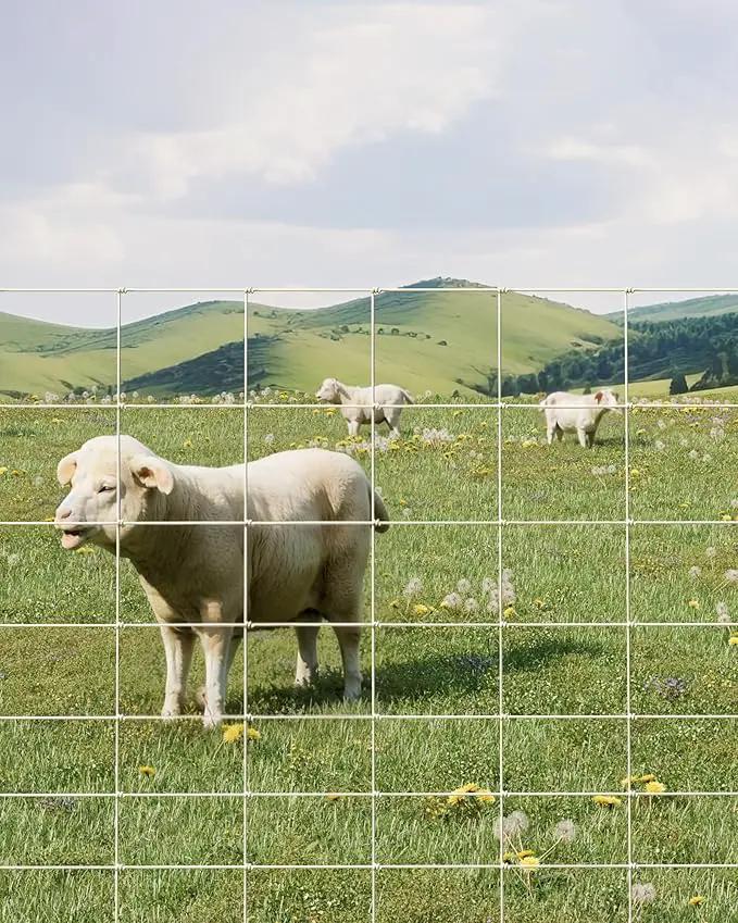 9GA Thickened Heavy Duty Cattle Farm Fence, 4ft x 328ft Galvanized Goat Deer Fence, Heavy Zinc Coating Hog Wire Fencing for Farm Livestock Animals Protection by GreenHaven Gardens