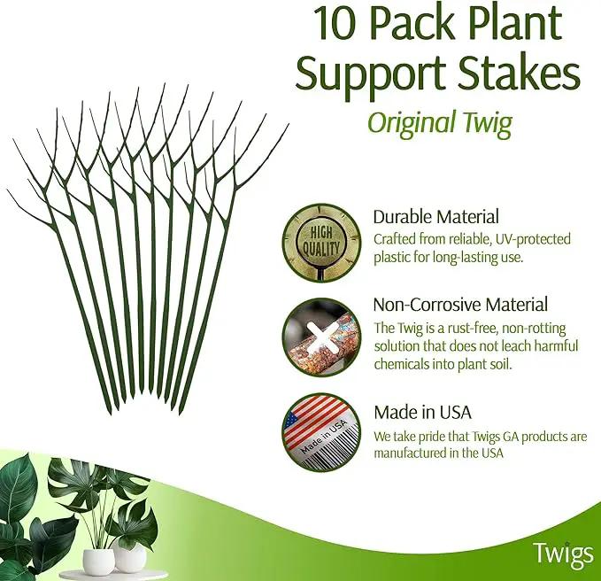 Plant Support Stakes, Stem Holder Structures for Indoor & Outdoor Use, Garden Accessories for Climbing & Potted Plants, Trellis Alternative - Monstera (Dark Green), 10 Pack, 22" L, Original by GreenHaven Gardens