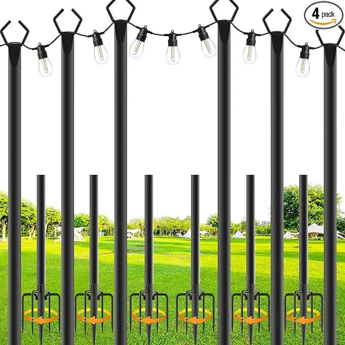 6 Pack String Light Poles,10 Ft Metal Poles with Fork for Outdoor String Lights,Outdoor Light Poles with Fork,Poles/Post/Stand for Outside,Patio,Deck,Backyard,Garden Wedding,Party by GreenHaven Gardens