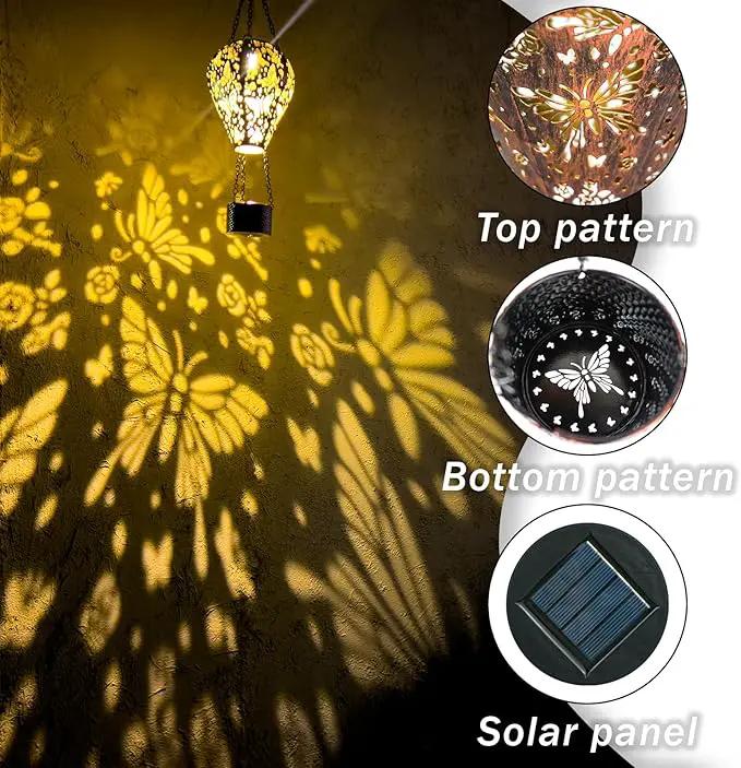 2-Pack Butterfly Decor Hot Air Balloon Solar Lantern – Outside Decorative Hanging Light for Garden Yard Patio Porch Lawn and Pathway – Unique Housewarming, Birthday Gift for Women Mom Grandma by GreenHaven Gardens