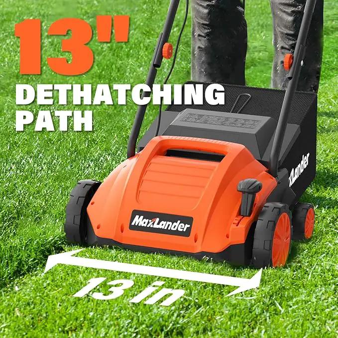 MAXLANDER Electric Dethatcher and Scarifier, 13” 12Amp 2-in-1 Lawn Dethatcher with 4-Position Depth Adjustment, 30L Removable Collection Bag, Airboost Technology Increases Lawn Health by GreenHaven Gardens