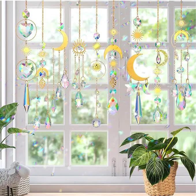 Maitys 10 Pcs 6 Pcs Crystal Suncatcher Sun Catchers Indoor Window Hanging Sun Catchers with Light Catcher with Prisms and Agate Slices for Indoor Outdoor Home Garden Wedding Decor (Stylish) by GreenHaven Gardens