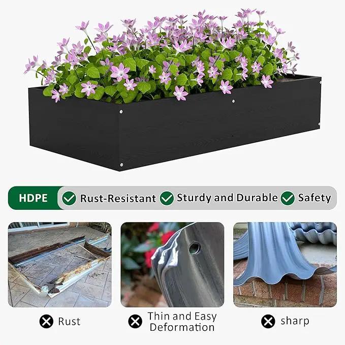 Raised Garden Bed 47.24 * 24.4 * 9.65 in,HDPE Vegetable Planter Bed Outdoor,Elevated Horticulture Planter Bed,Waterproof,Rot-Resistant and Non-Cracking Above Ground Garden Bed(Black) by GreenHaven Gardens